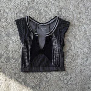 Urban Outfitters Striped Black and Gray Crop Top